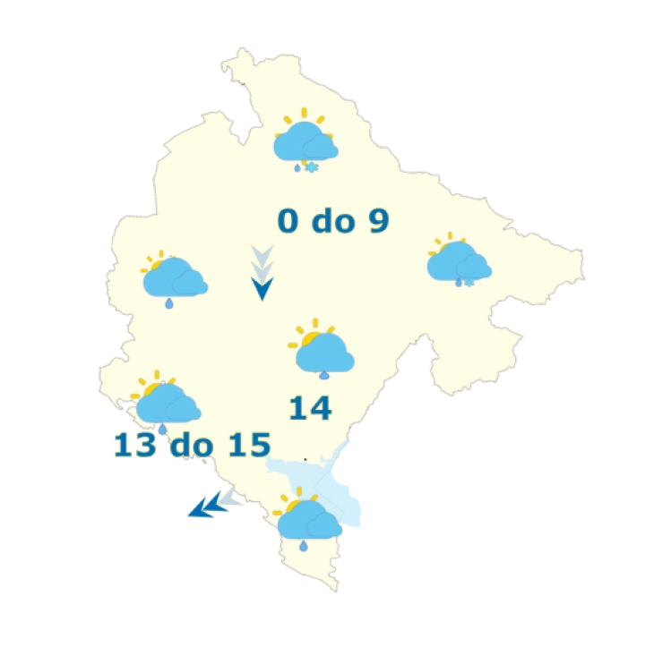 Sjutra oblačno sa slabom kišom