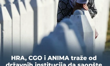 HRA, CGO, ANIMA: Državne institucije da saopšte kako će obilježiti Dan sjećanja na genocid u Srebrenici