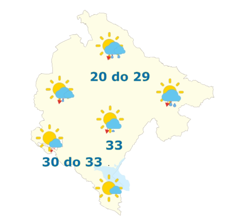 Danas promjenljivo oblačno, mjestimično kiša